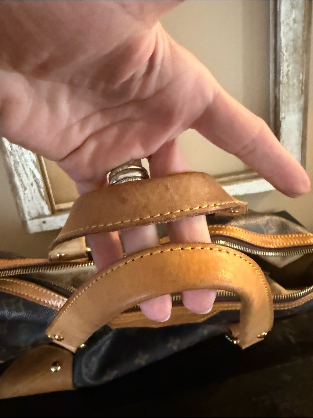 Louis Vuitton Brown Monogram Canvas LARGE Satchel with Tan Leather Trim PROJECT - Picture 4 of 15